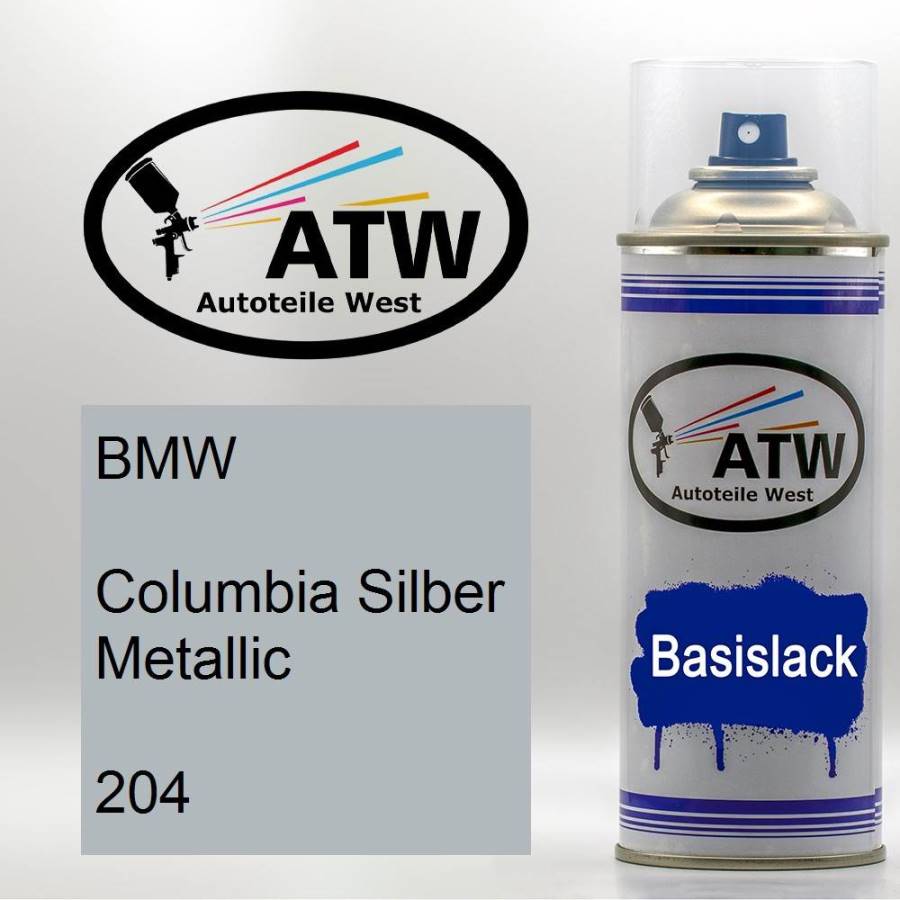 BMW, Columbia Silber Metallic, 204: 400ml Sprühdose, von ATW Autoteile West.